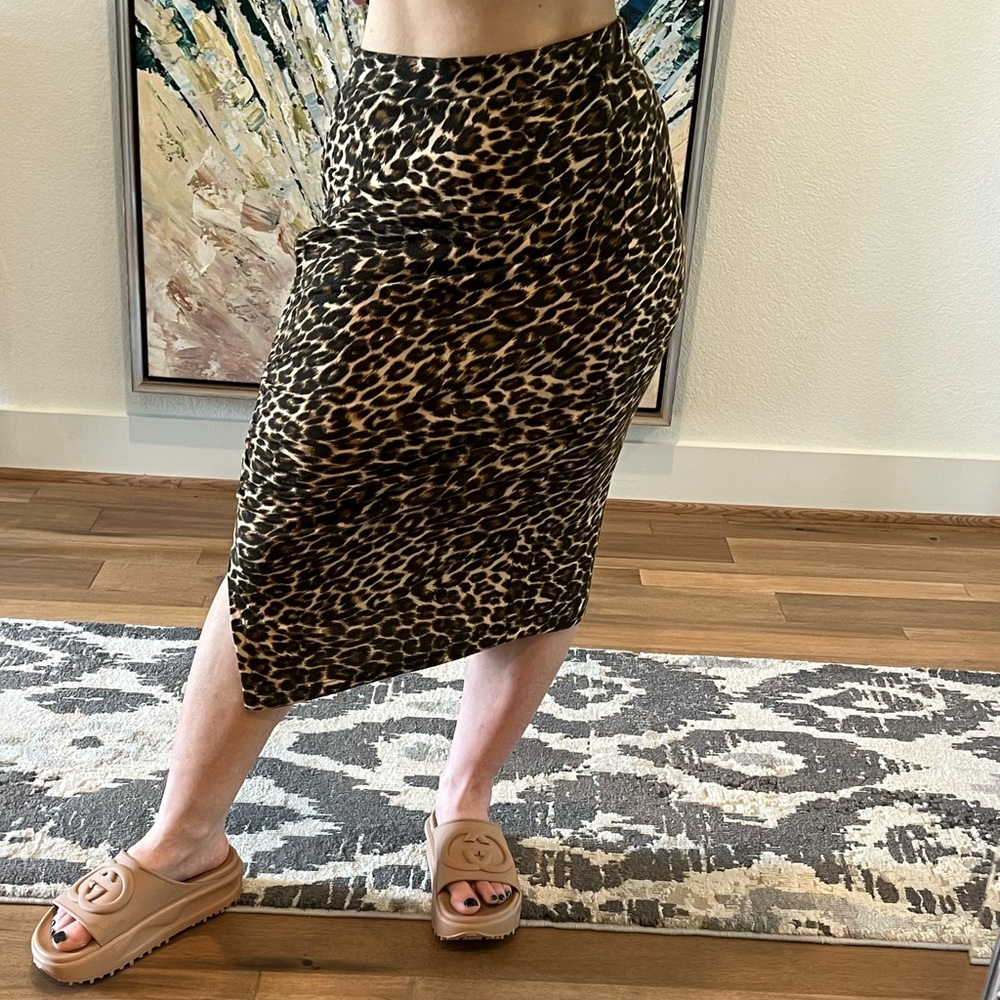 🐆 Pleione Leopard Print A-Line Skirt Size M NWT 🐆
